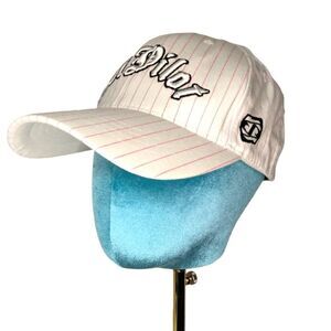 Jet Pilot Flexfit Hat Cap Women One Size White with Pink Pinstripes
